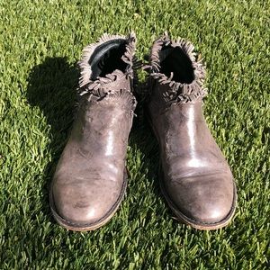 Ducanero Fringe leather ankle boots in Distressed metallic bronze shimmer